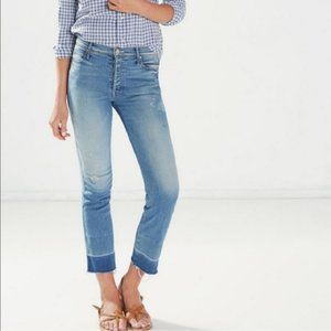 MOTHER Undone Hem Tootsie Distressed Crop Jeans 26